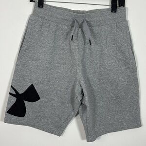 Under Armour Gray Black Fleece Sweat Short Medium Large Logo Pull On Comfort